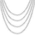 thumbnail image 2 of Real Genuine Sterling Silver High Quality AAA+ Grade 12.65 Ct. Lab Simulated Diamond 14K White Gold Finish 4mm One Row Tennis Chain Necklace 22", 2 of 6