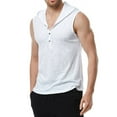thumbnail image 4 of SWSMCLT Men's Tank Top Soft Cotton Fashion Workout Summer Spring Sleeveless Hoodie Hooded Vest Slim Fit Button Front Henley T Shirt White Small, 4 of 4