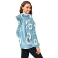 thumbnail image 3 of Iauyy Women's (s-xl) Pockets Fuzzy Sweatshirt -Double Plush Run Loose-fitting Hooded Sweater Design Wind Warmth for Sport Casual Leisure Jogging,Cartoon Swimming, 3 of 8