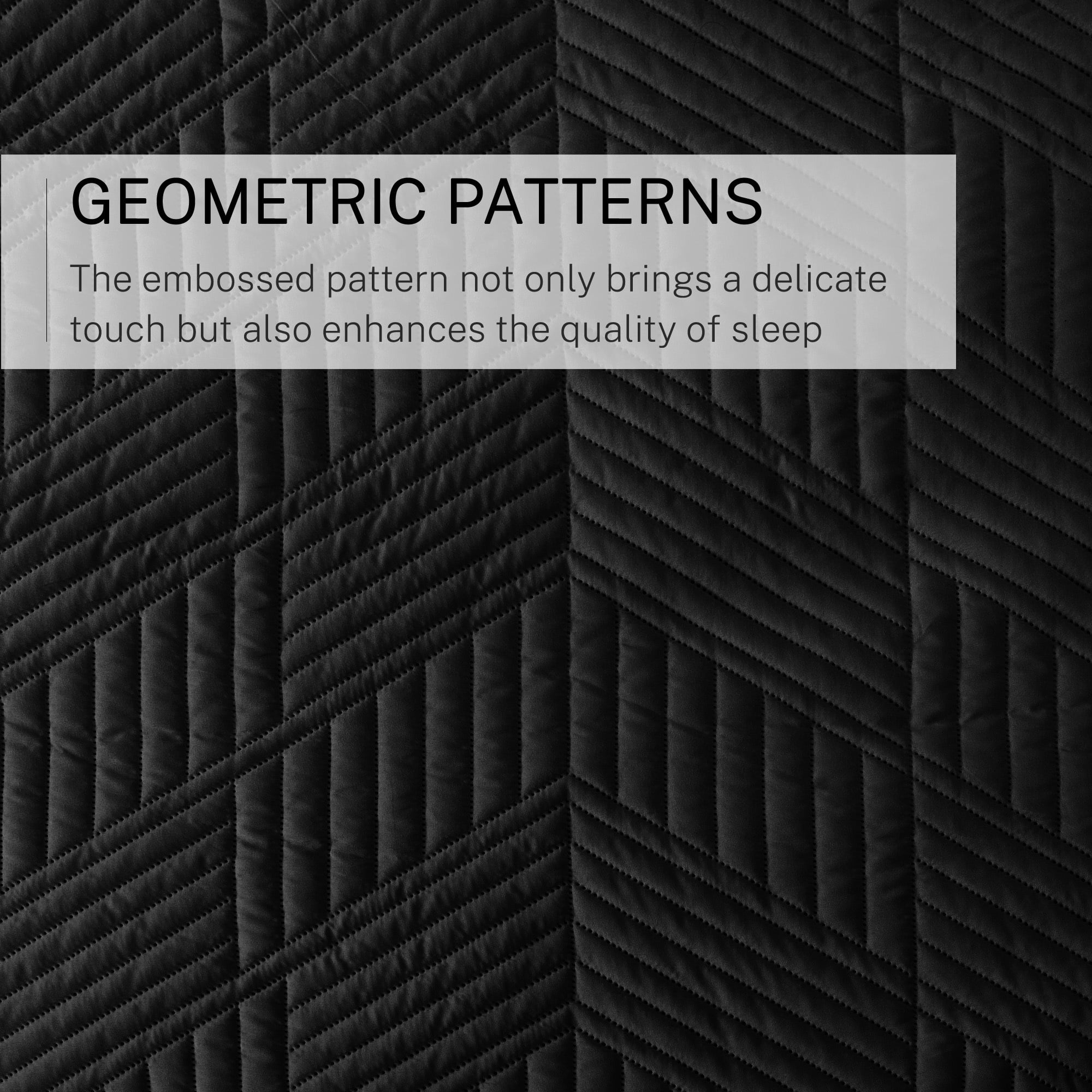 Exclusivo Mezcla Ultrasonic Full Queen Quilt Bedding Set, Lightweight Black Bedspreads Soft Modern Geometric Coverlet Set
