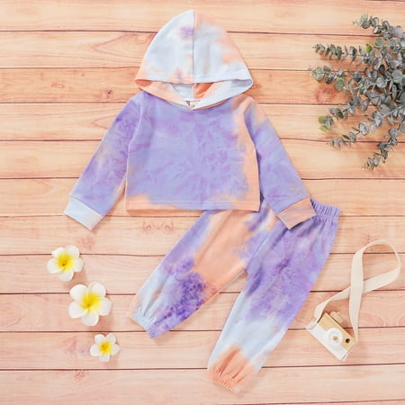 

BadyminCSL Newborn Infant Baby Girls Boys Rainbow Tie-Dye Hoodie+Pants Set Outfits Clothes