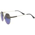 thumbnail image 3 of sunglassLA Unisex Modern Metal Frame Double Bridge Colored Mirror Lens Round Sunglasses (Gold-Black / Blue Mirror) - 59mm, 3 of 4