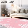 thumbnail image 2 of ODIKA 8'x10' Machine Washable Non-Slip Area Rug, Frosted Snowflake Medallion with Plaid Dots and Winter Flourishes High Traffic Rug with Pad, Pink, 639176, 2 of 8