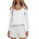 thumbnail image 1 of Camiseta de mujer con cuello en V y manga raglán - Diseño calado, informal de otoño, suave y transpirable, fácil de cuidar, 1 of 4