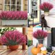 thumbnail image 5 of HWRETIE Plantas colgantes artificiales para exteriores,decoración para bodas y jardines en interiores y exteriores,vegetación mixta con pasto de caballito de mar,lavanda y espiga de trigo, 5 of 7