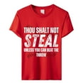thumbnail image 5 of ZJXFGS Summer Tops, Graphic Tees for Women, Thou Shall Not Steal Unless You Can Beat The Throw Women's Letter Print Round Neck Short Sleeve T Shirt Top, Cotton Shirts for WomenRed3XL, 5 of 5