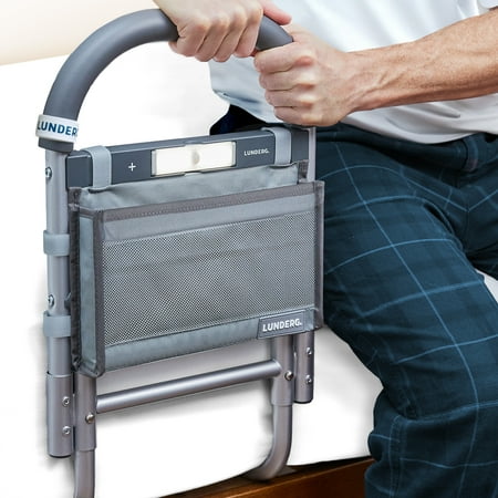 Lunderg Bed Rails for Elderly Adults Safety - With Motion Light & Storage Pocket - Bed Railings for Seniors & Surgery Patients - Fits Any Bed & Makes Getting In & Out of Bed Much Easier