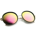 thumbnail image 4 of sunglassLA Unisex Retro Metal Temple Color Mirror Lens Oversize Round Sunglasses (Black-Gold / Magenta Orange Mirror) - 53mm, 4 of 4