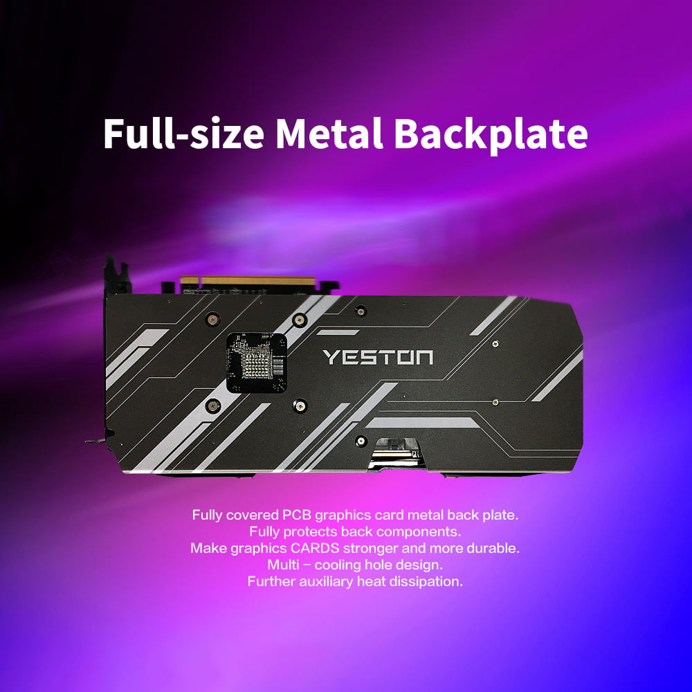 Yeston RX6600XT-8G D6 PA Gaming Graphics Card with 8G/128bit/GDDR6 Memory 3  Large Size Fans Metal Backplate Breathing Light
