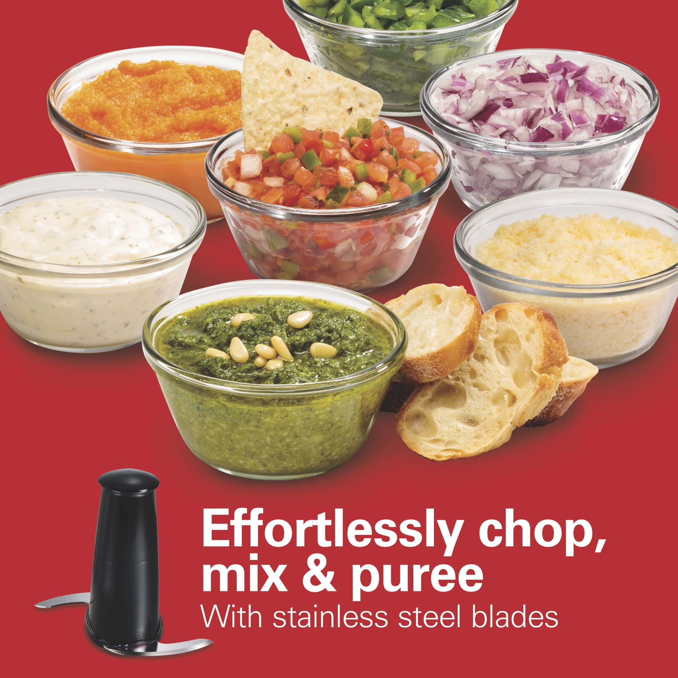 Hamilton Beach Fresh Chop, Food Chopper and Mini Food Processor, 3-Cup, Black