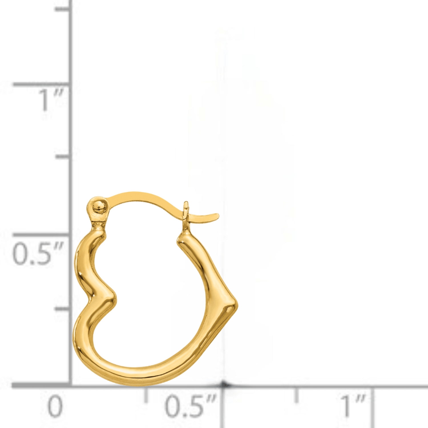 Fine Color Jewels Gold Hoop Earrings for Women 10K Yellow Gold Heart Shaped Wire & Clutch Closure