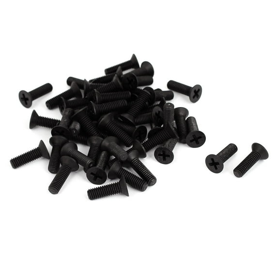 Uxcell M6x20mm 1mm Pitch Nylon Countersunk Head Screws Bolt Black (50-pack)
