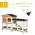 thumbnail image 5 of Noaman PawHut 62" Rabbit Hutch, Wooden Bunny Hutch with Wheels, Asphalt Roof, Removable Tray, Lockable Doors & Ramp, Guinea Pig Cage, Small Animal Enclosure for Outdoor/Indoor Use, Natural Wood, 5 of 9