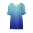thumbnail image 5 of Xdegoge Blusas De Mujer En Oferta Short Sleeve Shirts for Women Trendy V Nevk Button Down Blouses Gradient Summer Tops 2025 Trendy Elegant Business Casual Tops Blouses for Women 5, 5 of 6