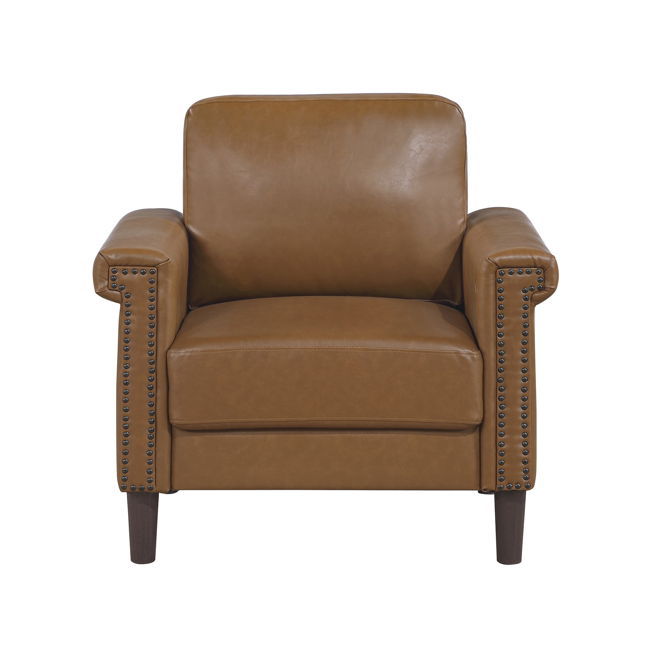OakvillePark Hartwell Faux Leather Chair with Nailhead Trim, Brown