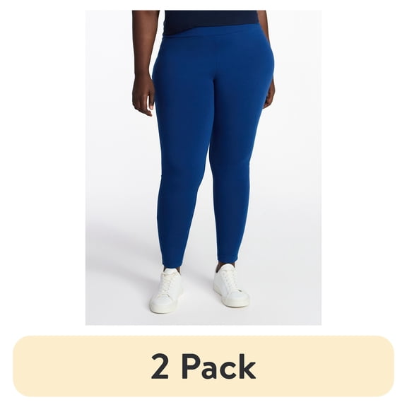 (2 pack) Terra & Sky Women's Plus High Waist Ankle Length Leggings, 27" Inseam, Sizes 0X-5X