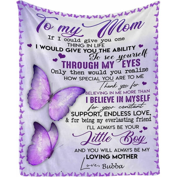 LHSHID Personalized Custom Name Message Blanket to My Mom from Son I'll Always be Your Little Boy Loving Mom Cozy Soft Microfleece Travel Blanket Travel or Lounging at Home