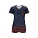 thumbnail image 5 of Blusa informal con cuello en V y manga corta para mujer, pantalones cortos de moda, pijama, tops y pantalones de poliéster., 5 of 6