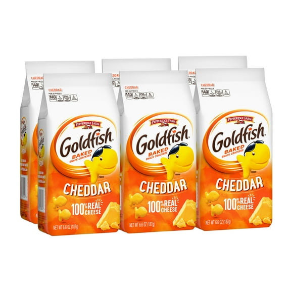 Goldfish Cheddar Crackers, Snack Crackers, 6.6 oz. Bag, 6 Count Box