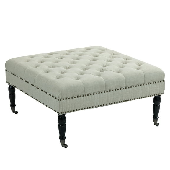 Beatrice 34 in. Indoor Light Gray Finish Ottoman