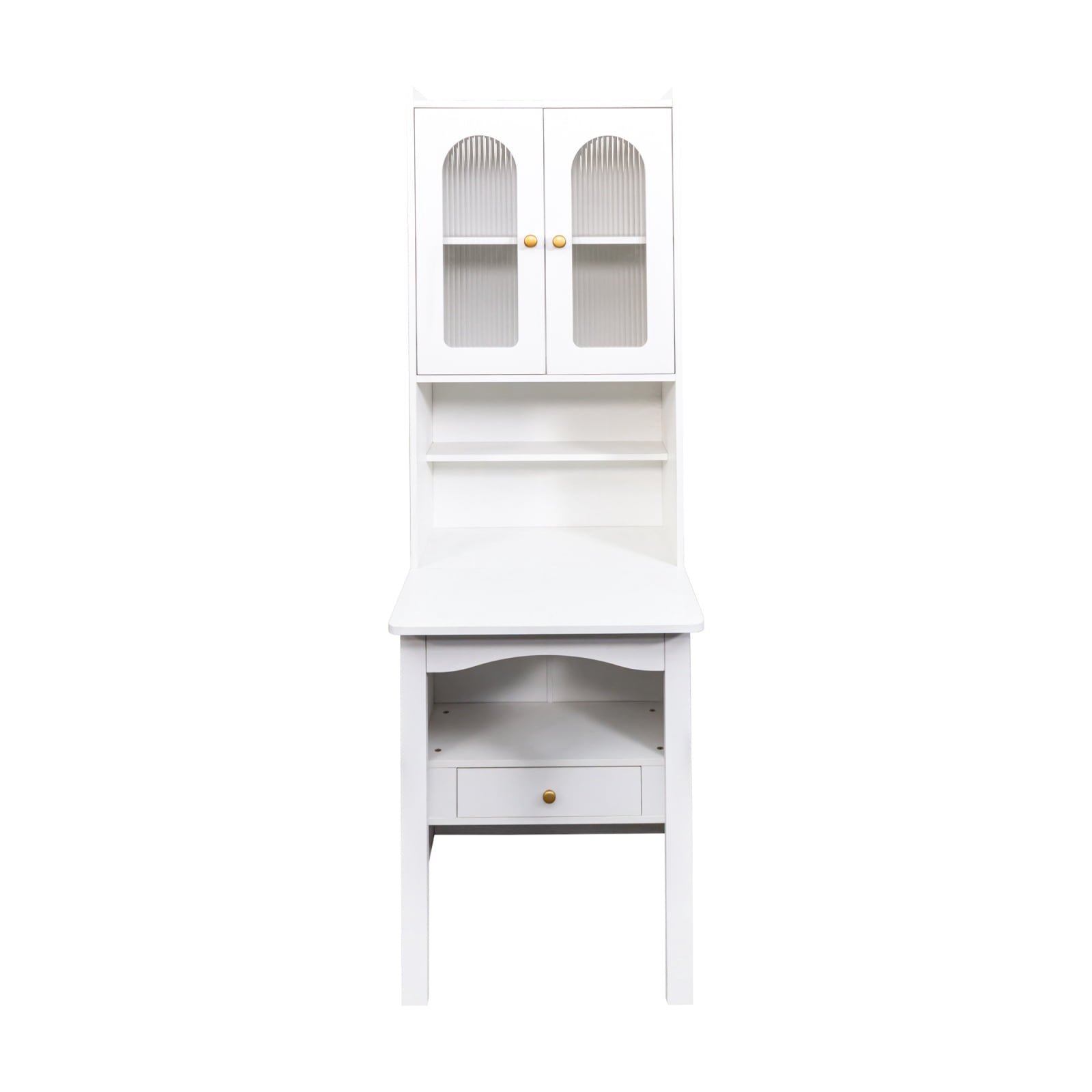 Fold-Out Convertible Writing Table, Space-Saving Desk Cabinet with Shelf & Drawer, Multi-Function Home Office Workstation