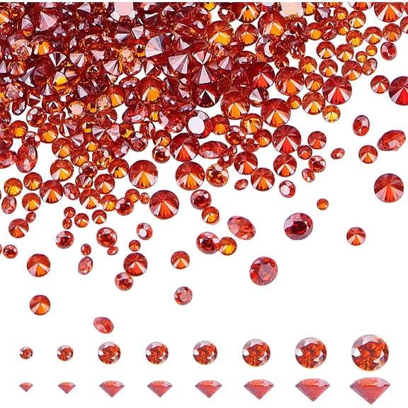 1600pcs Red Cubic Zirconia Stone 8 Sizes 0.8~2.5mm Grade A Faceted CZ Diamante Rhinestone Gems with Pointed Back Cabochons