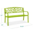 thumbnail image 3 of Best Choice Products Outdoor Steel Bench Garden Patio Porch Furniture w/ Floral Design Backrest - Lime Green, 3 of 8
