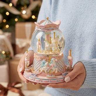 LOVE FOR YOU, Musical Snow Globe, 5.9x5.9x7 in, Unicorn Carousel