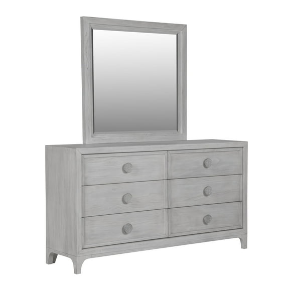 Modus Boho Chic 2 PC Dresser & Mirror Set in Washed White