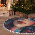 thumbnail image 6 of Rocae Bohemian Colorful Flower Woman for Christmas Tree Skirt with Pom Pom Trim for Holiday Party for Holiday Home Decor Indoor Outdoor-48", 6 of 7