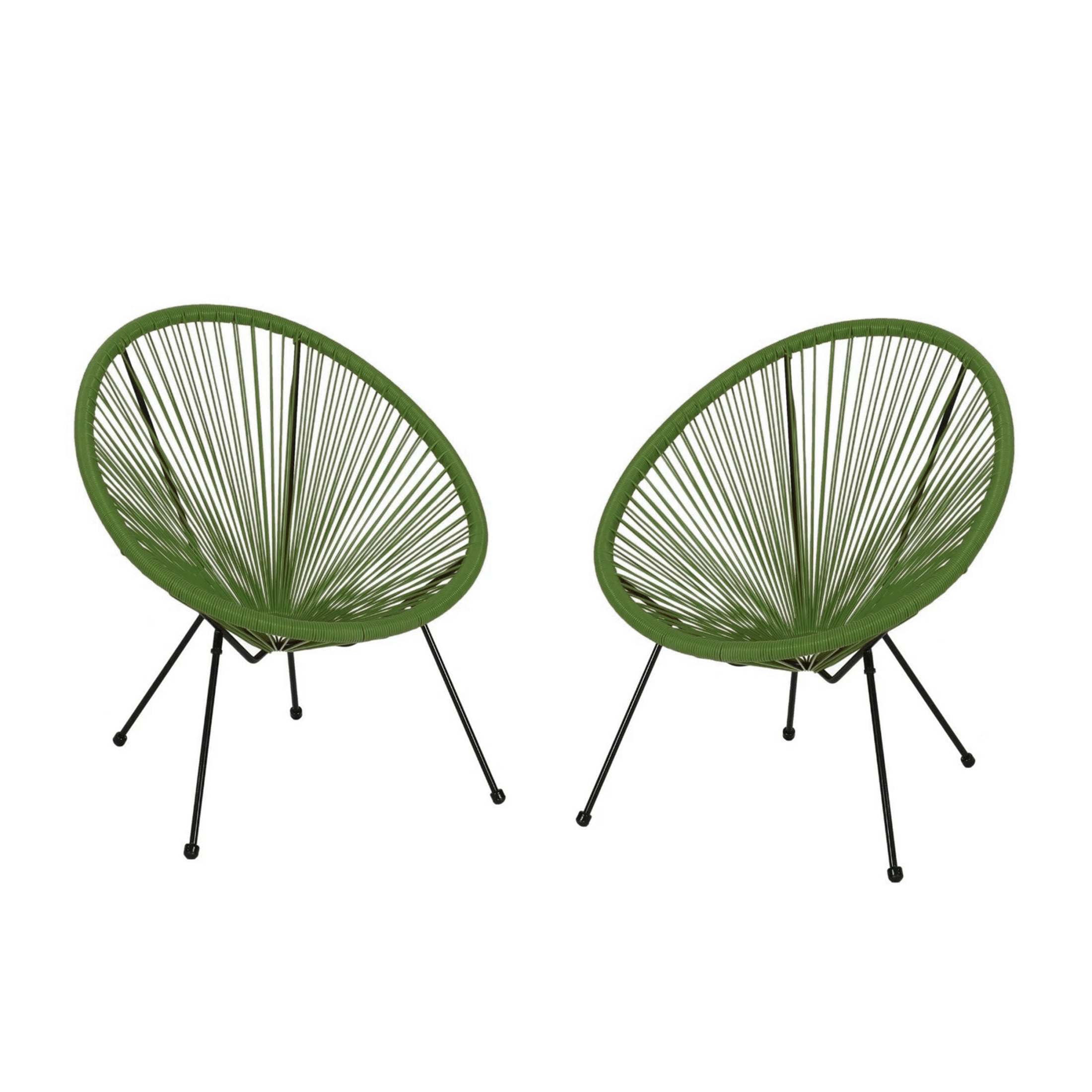 Christopher Knight Home Outdoor Hammock Weave Chair with Steel Frame, Green, Set of 2