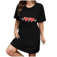 thumbnail image 1 of Chemises de Nuit et Vêtements de Nuit pour Femmes Adultes, Robe de Nuit Grande Taille Cœur Manches Courtes Col Rond Extensibilité Moyenne Ample, Noir TG-5TG,, 1 of 4