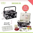 thumbnail image 2 of Sewing Basket with Floral Print Design - Sewing Kit Storage Box with Removable Tray, Built-in Pin Cushion and Interior Pocket - by Adolfo Design, 2 of 3