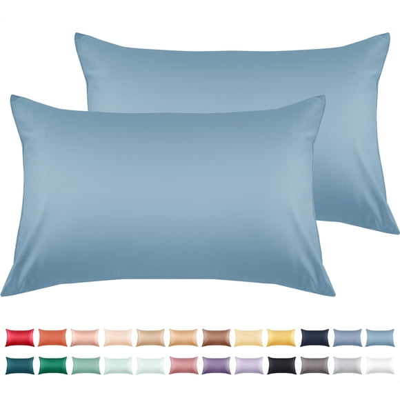 Warmstar Taies d'Oreiller en Coton Format Standard, Ensemble de 2, 600 Fils, Taies d'Oreiller 20 X 26 Pouces, Taies d'Oreiller en Coton à Longues Fibres Douces et Respirantes avec Fermeture Enveloppe, Bleu Acide