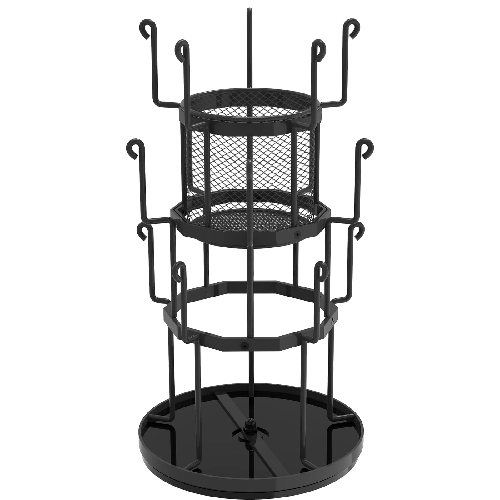 360 Degree Rotating Coffee Cup Holder, Bextsrack 3 Tier Mug Tree Rack for Counter, Metal Tea Cup