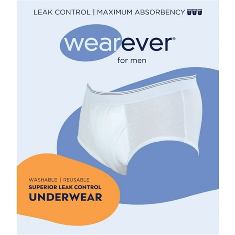 Wearever Men's Incontinence Underwear Open Fly Washable Briefs, Maximum  Absorbency Single Pair