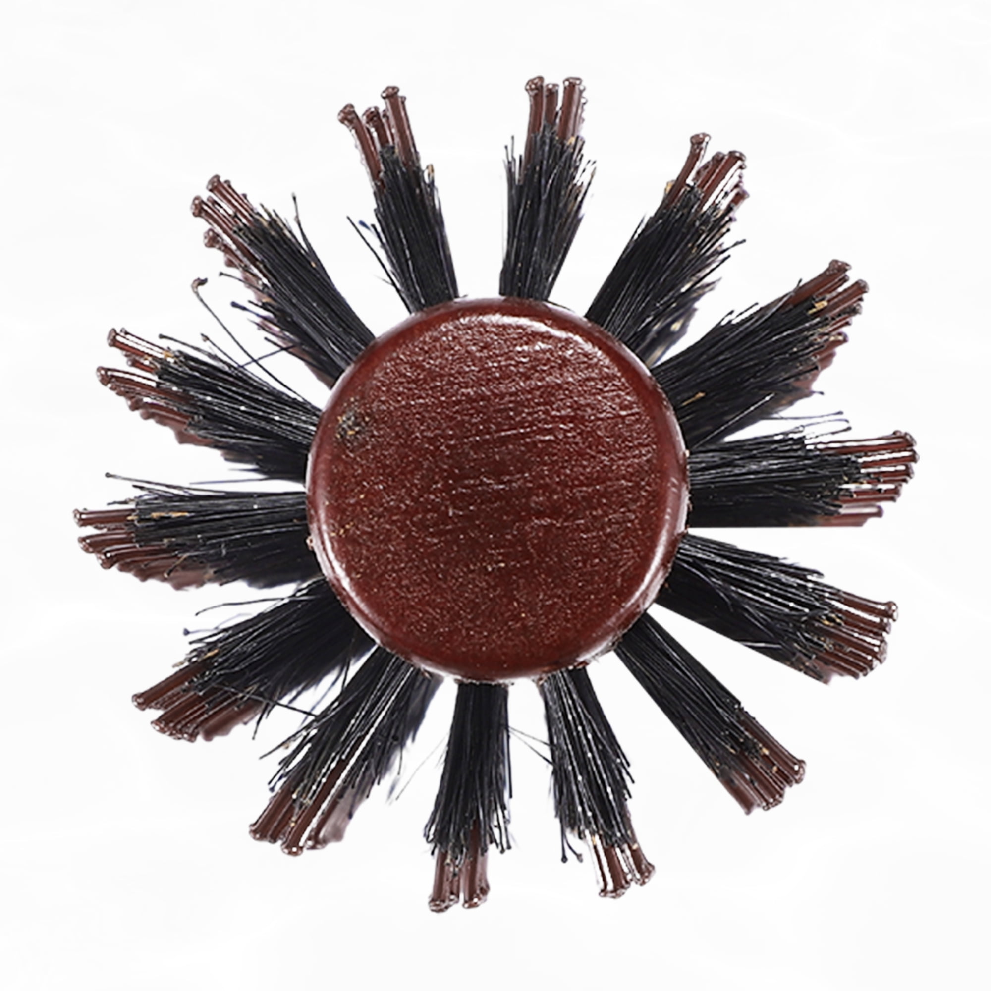 Unique Bargains Nylon Bristle Round Curling Hair Ruled Comb Wood Handle Brown L 14 Row