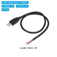 thumbnail image 2 of Cable de alimentación tipo pigtail USB 5V 5A de 0.5M/2Ft de Uxcell, 4 piezas de conector de cable abierto de 2 pines con enchufe USB-A de 18AWG, 2 of 5