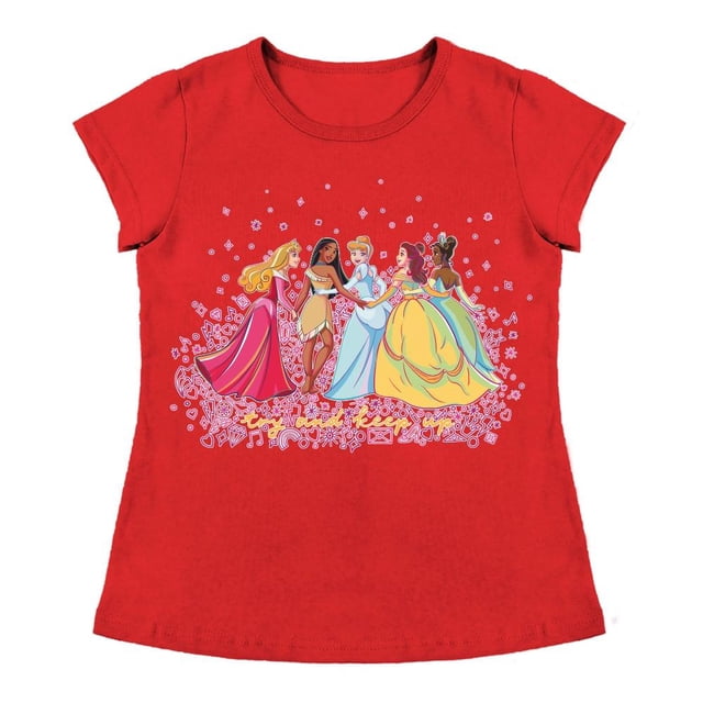 Playera Para Niña Disney Princesas Cuello Redondo Manga Corta Talla 10 Rojo