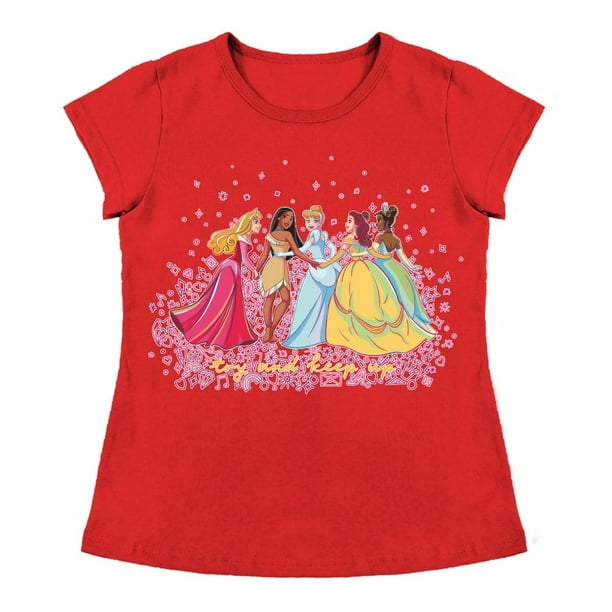 Playera Para Niña Disney Princesas Cuello Redondo Manga Corta Talla 10 Rojo