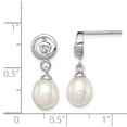 thumbnail image 2 of White Sterling Silver Earring Drop & Dangle Women'S Cubic Zirconia CZ Clear Pearl Freshwater 21 mm 8, 2 of 2