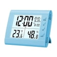 thumbnail image 2 of Reloj despertador digital higrómetro de mesa con luz nocturna, reloj multifuncional doméstico. Azul, 2 of 9