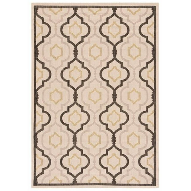 5 ft. 3 in. x 7 ft. 7 in. Courtyard Indoor & Outdoor Medium Rectangle Area Rug, Beige & Black