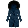 thumbnail image 5 of Fnooota Womens Winter Coats, Mid-length Padded Cotton Windproof Warm Quilted Jackets with Hood Navy Size S, 5 of 6