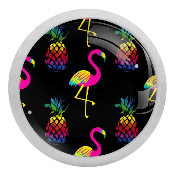 4PCS Round Pineapple Cabinet Fluorescence Knob Glowing in the Dark Furniture Drawer Pulls Handle with Screws