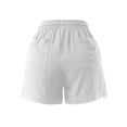 thumbnail image 3 of Ma Croix Womens Premium Linen Shorts with Drawstring Pocket Details Comfy Elastic Waist Pull-On Shorts, 3 of 5