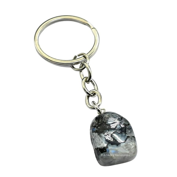 Rainbow Moonstone Crystal Car Key Holder, Tumbled Crystal Keychain