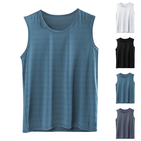 Men's Tank Tops Tank Tops Men Men Tank Top Summer Men's Casual Fashion Solid Color Sleeveless Round Neck Gray XXL