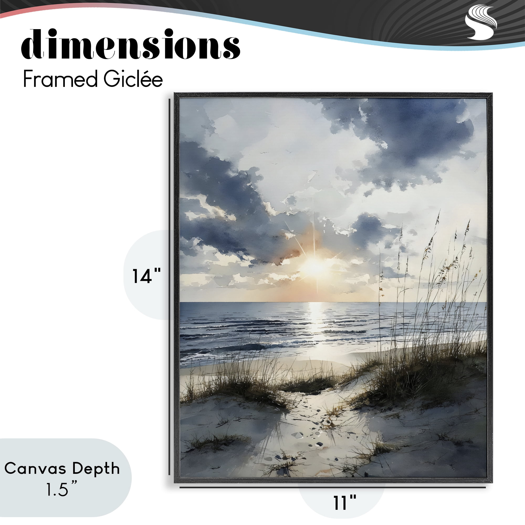 Stupell Industries Ocean Sunrise over Sandy Dunes Black Framed Giclee Art, design by Franklyn Gregory