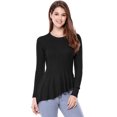 thumbnail image 1 of INSPIRE CHIC Women's Long Sleeve Ribbed Knit Ruffle Hem Peplum Top, 1 of 6